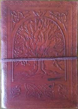 5" x 7" Tree of Life leather blank book w/cord
